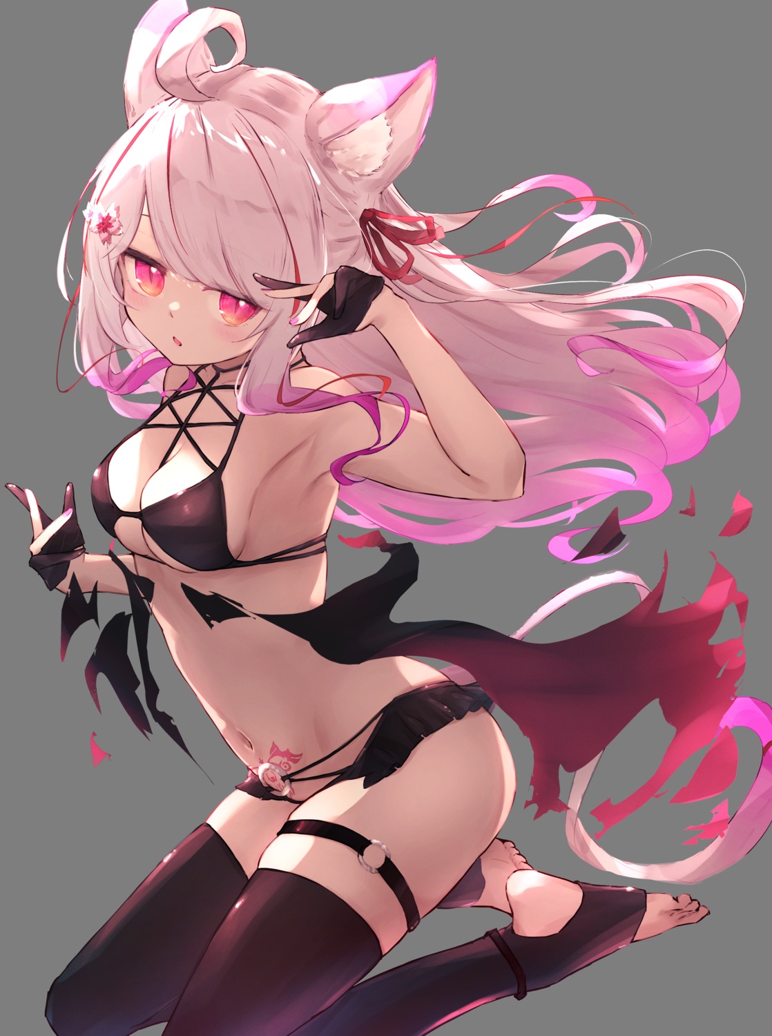 animal_ears bra garter pantsu reizouko tattoo thighhighs transparent_png