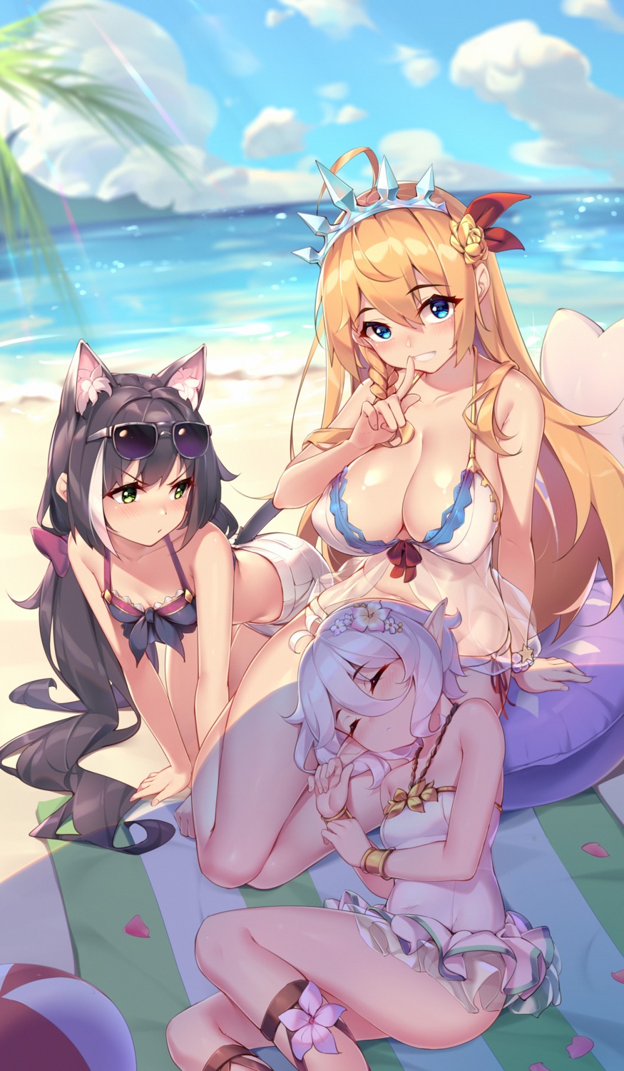 bikini karyl_(princess_connect) kokkoro megane pecorine pointy_ears princess_connect princess_connect!_re:dive see_through sgt-jz swimsuits tail