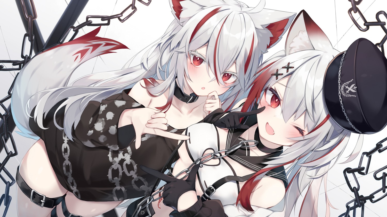 animal_ears garter nibiiro_shizuka no_bra tail tattoo vrchat wallpaper