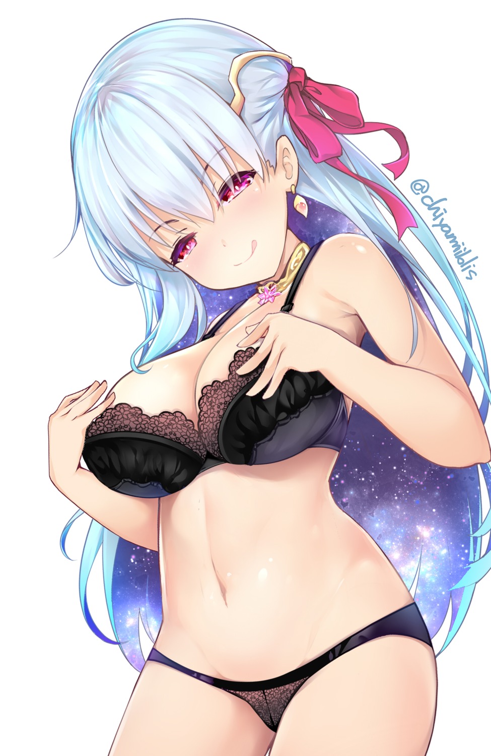 bra breast_hold chiyami fate/grand_order kama_(fate/grand_order) lingerie pantsu