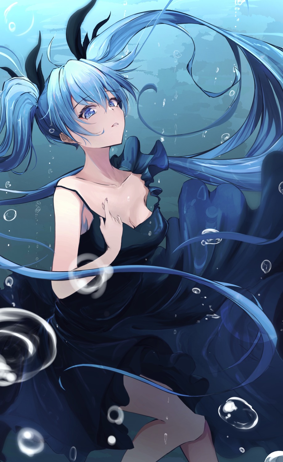 dress hatsune_miku kuronii no_bra shinkai_shoujo_(vocaloid) vocaloid