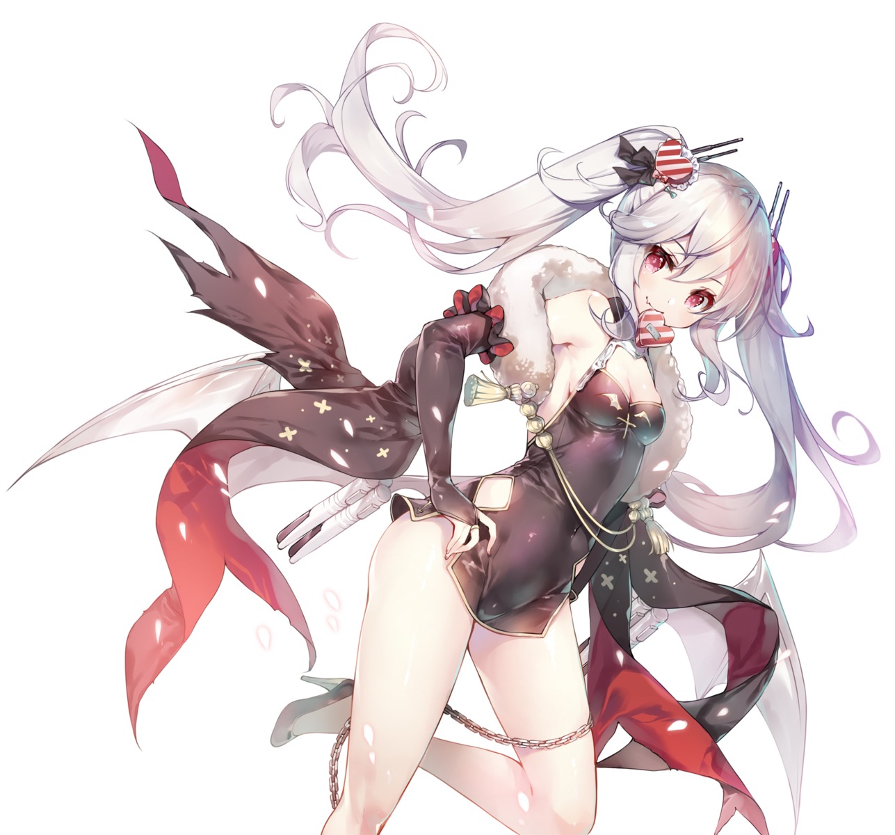 asian_clothes azur_lane cleavage heels miwabe_sakura vampire_(azur_lane)