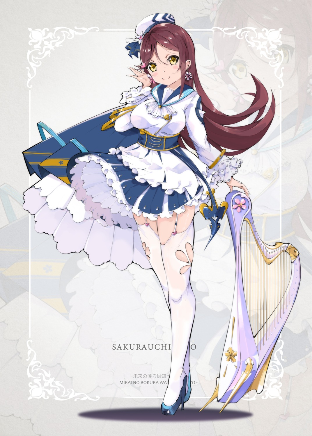 heels love_live!_sunshine!! qianqian sakurauchi_riko skirt_lift stockings thighhighs