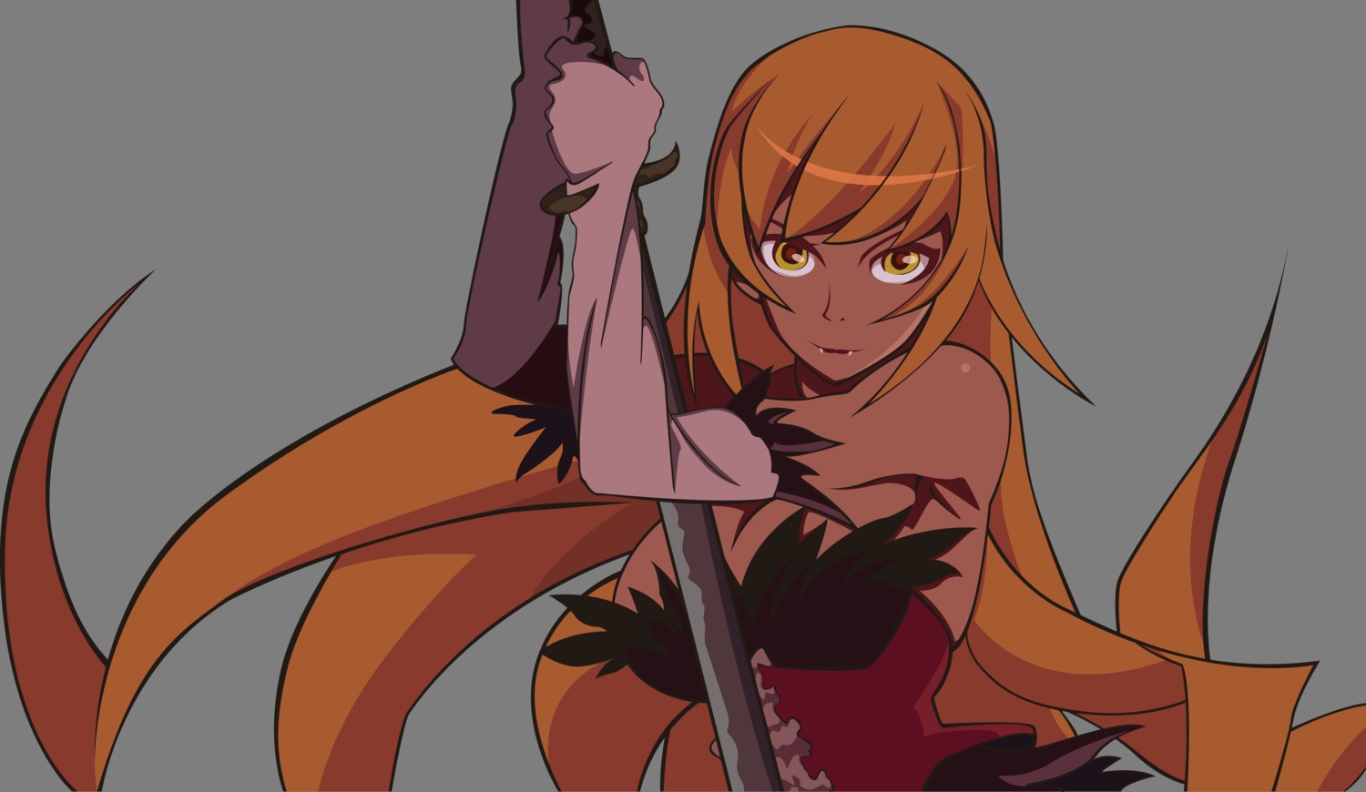 bakemonogatari cleavage dress kissshot_acerolaorion_heartunderblade kizumonogatari monogatari_(series) nisemonogatari oshino_shinobu sword touchofgrey transparent_png