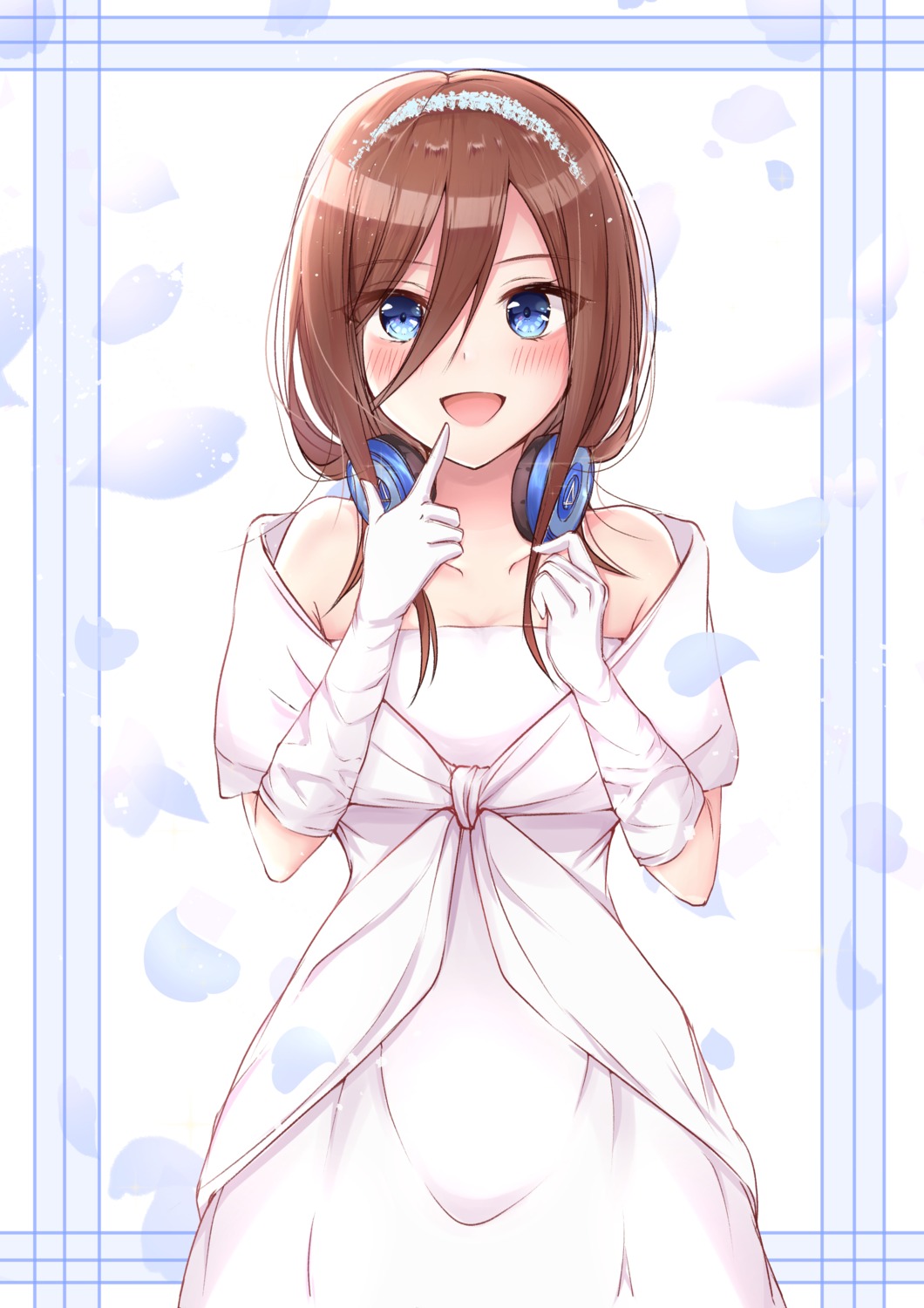 5-toubun_no_hanayome dress headphones nakano_miku wedding_dress yukiunag1