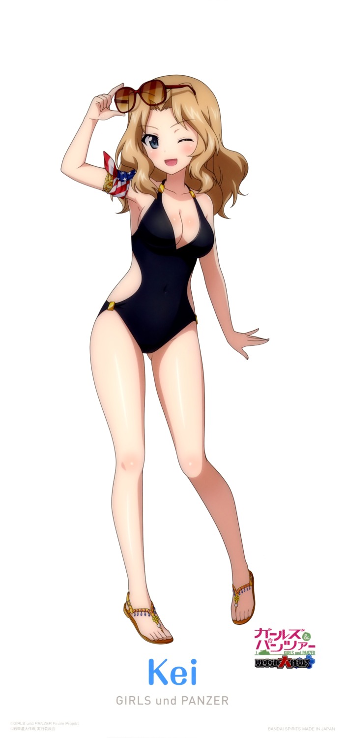 cleavage girls_und_panzer kay_(girls_und_panzer) megane swimsuits tagme