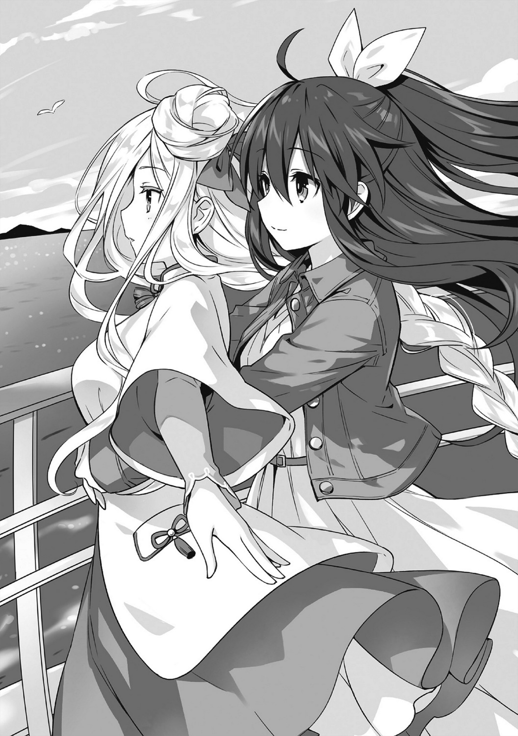 date_a_live date_a_live_encore dress hoshimiya_mukuro monochrome tsunako yatogami_tooka yuri