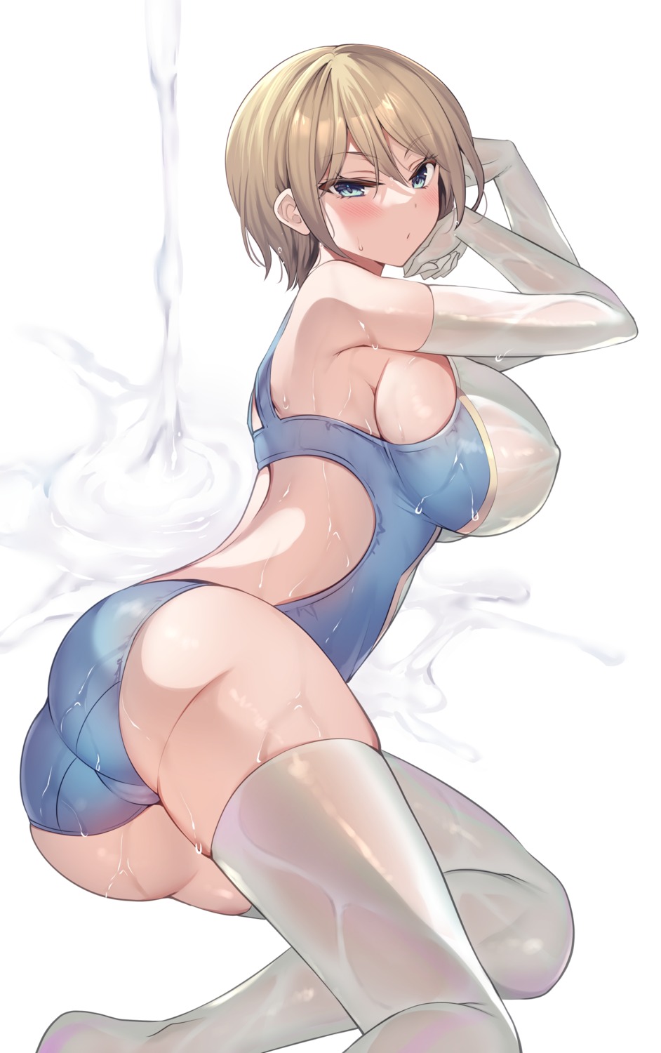 ass erect_nipples gakkou_de_seishun! kuwahara_hazuki sansyoku_amido. swimsuits thighhighs wet