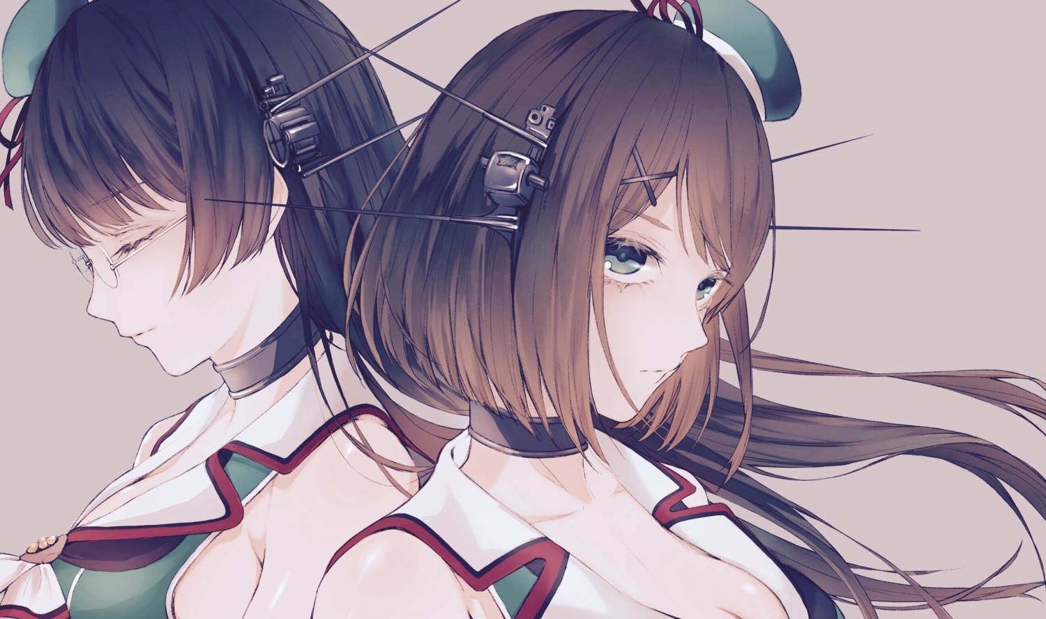 azi_(ususio6) choukai_(kancolle) cleavage kantai_collection maya_(kancolle) megane