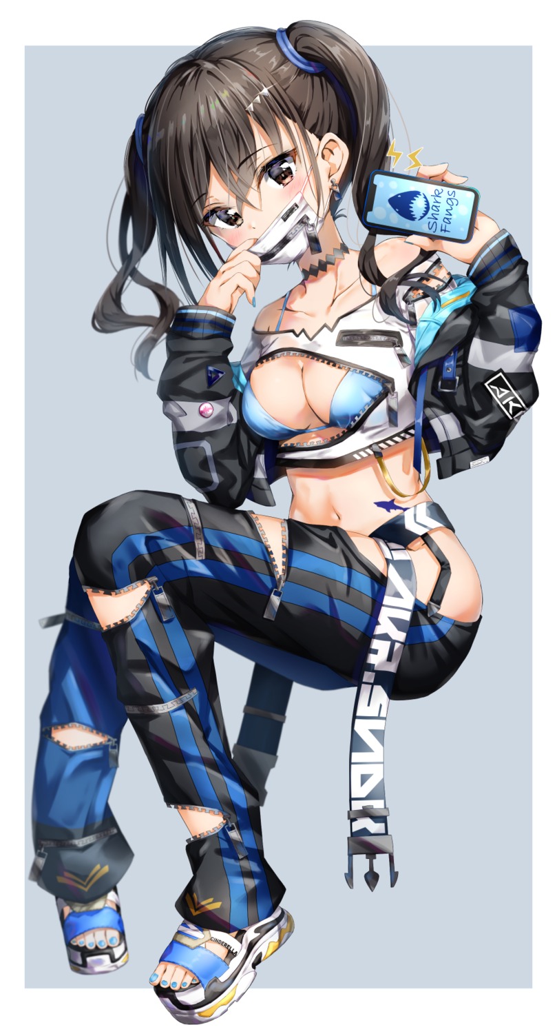 bra kuria_(clear_trip_second) open_shirt sunazuka_akira tattoo the_idolm@ster the_idolm@ster_cinderella_girls