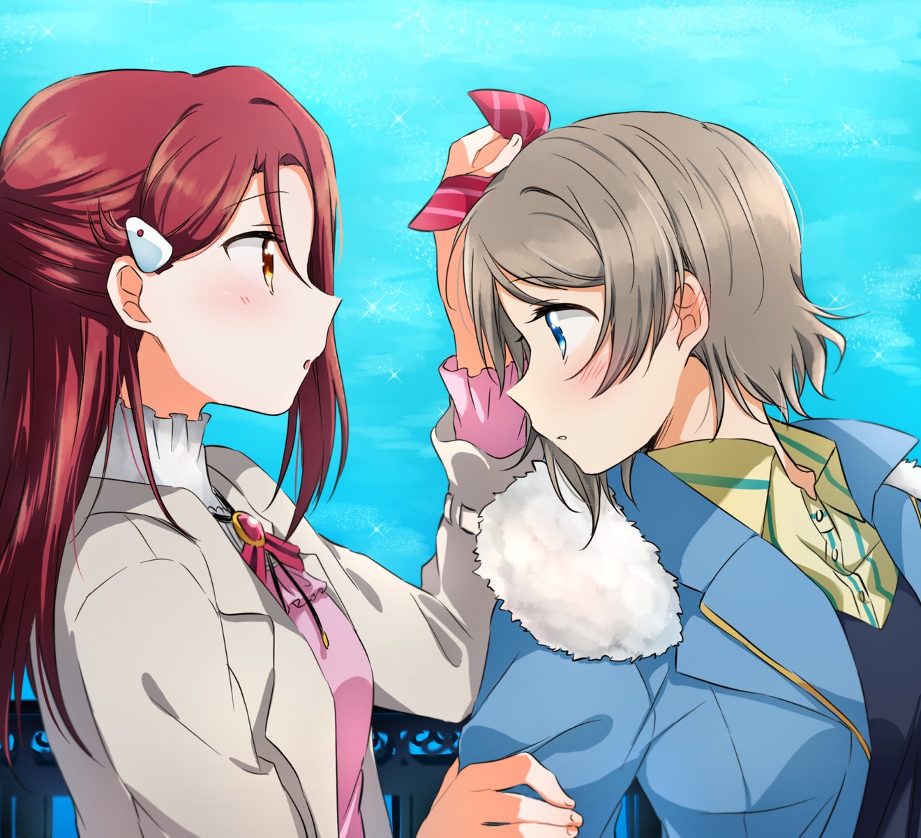 love_live!_sunshine!! sakurauchi_riko watanabe_you yuchi_(salmon-1000) yuri