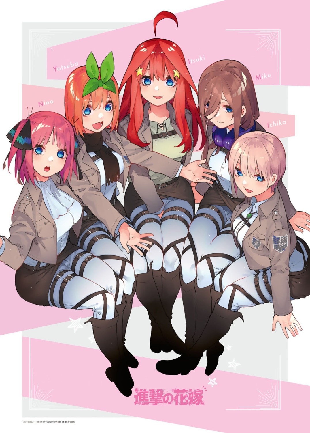 5-toubun_no_hanayome cosplay garter haruba_negi headphones nakano_ichika nakano_itsuki nakano_miku nakano_nino nakano_yotsuba shingeki_no_kyojin uniform