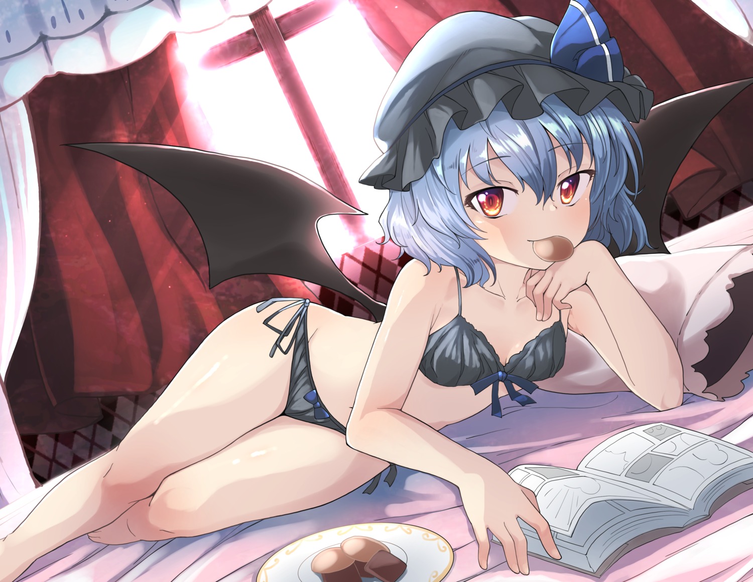 bra pantsu remilia_scarlet string_panties touhou wings yossy_(yossy1130)