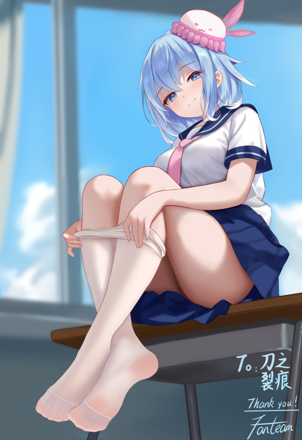 fanteam feet haiyi pantyhose seifuku skirt_lift synthesizer_v undressing