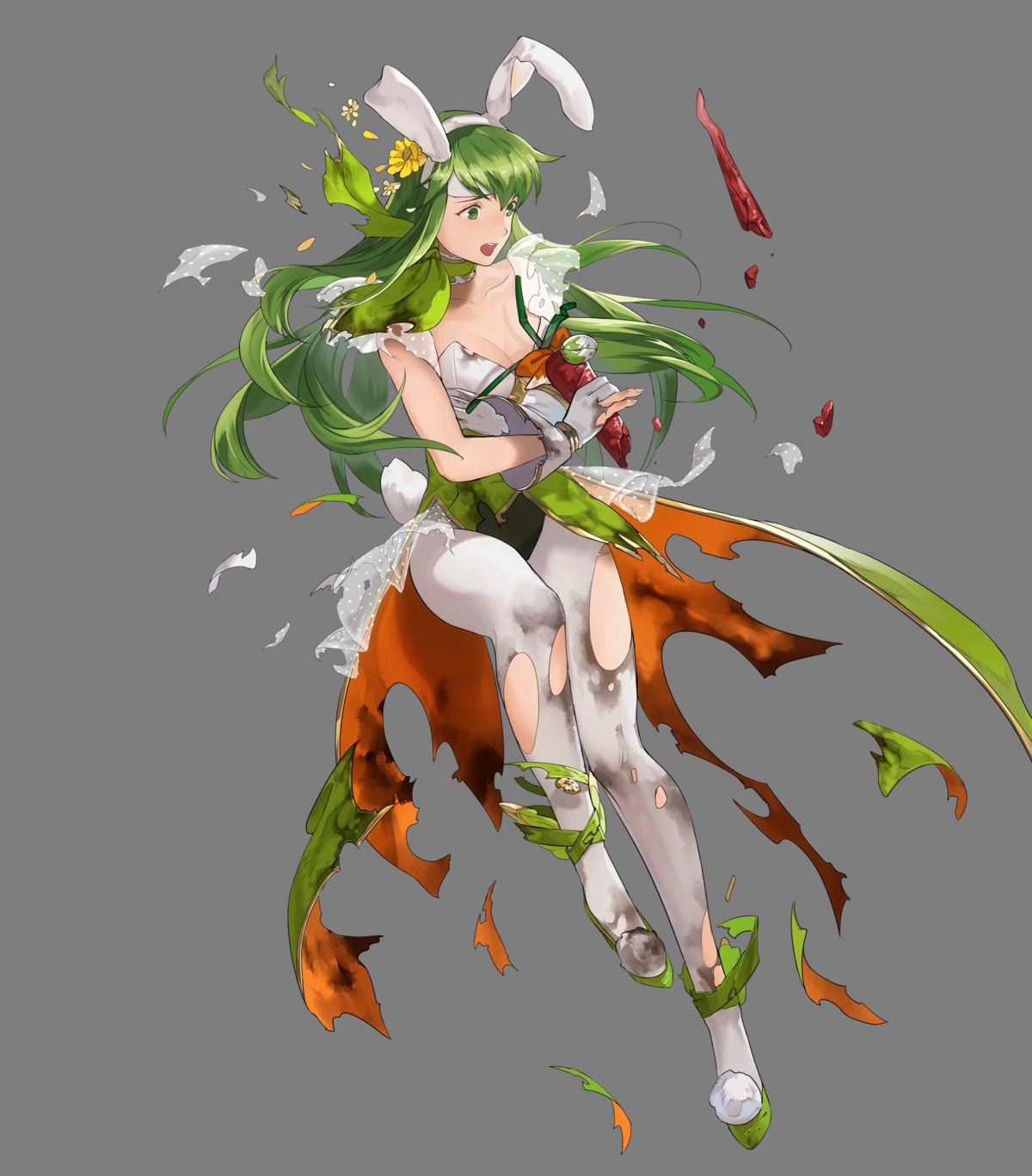 animal_ears bunny_ears bunny_girl cleavage fire_emblem fire_emblem:_shin_ankoku_ryuu_to_hikari_no_ken fire_emblem_heroes heels mayo nintendo no_bra pantyhose paora torn_clothes transparent_png