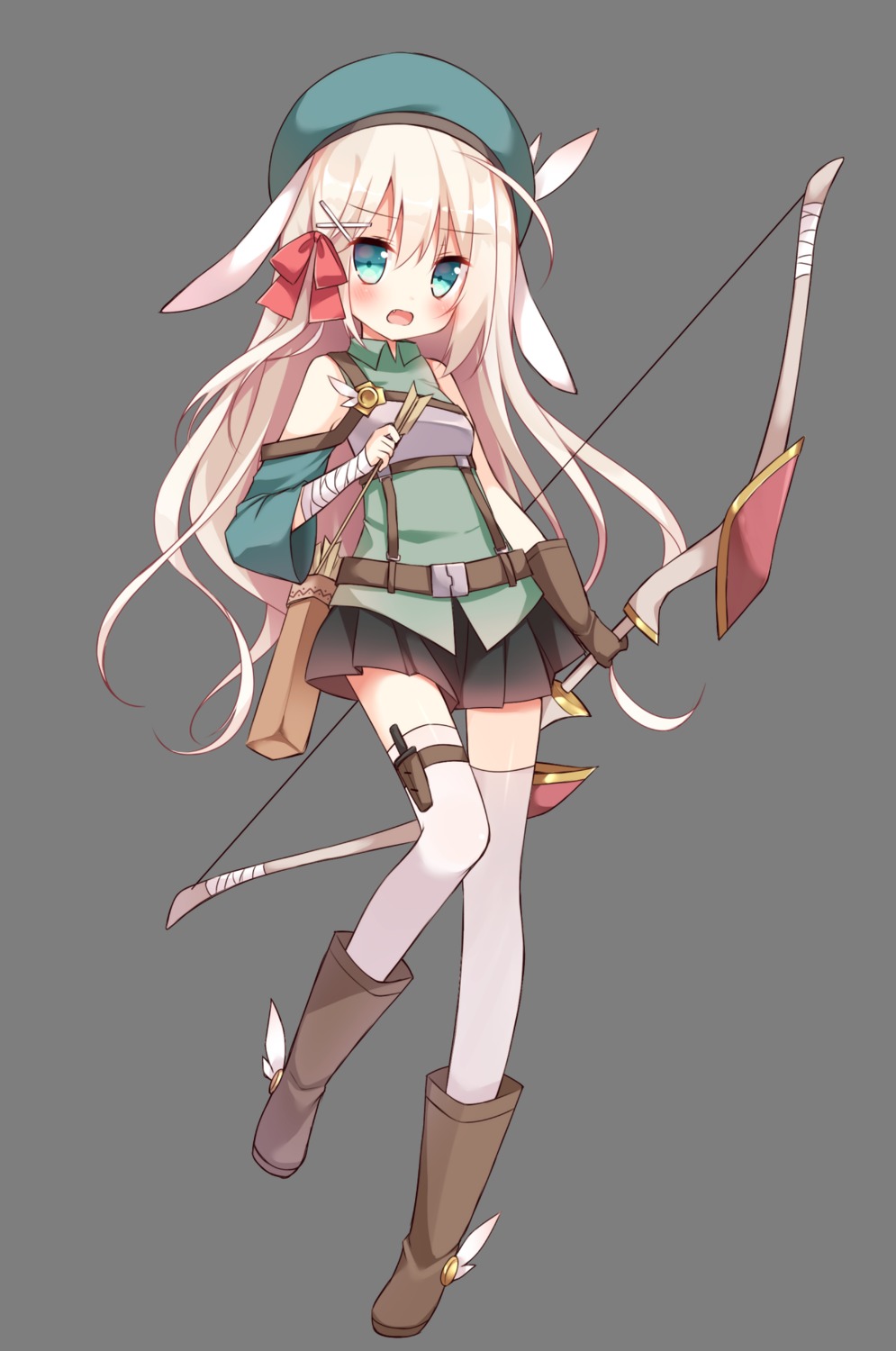animal_ears bandages bunny_ears hoshi thighhighs transparent_png weapon