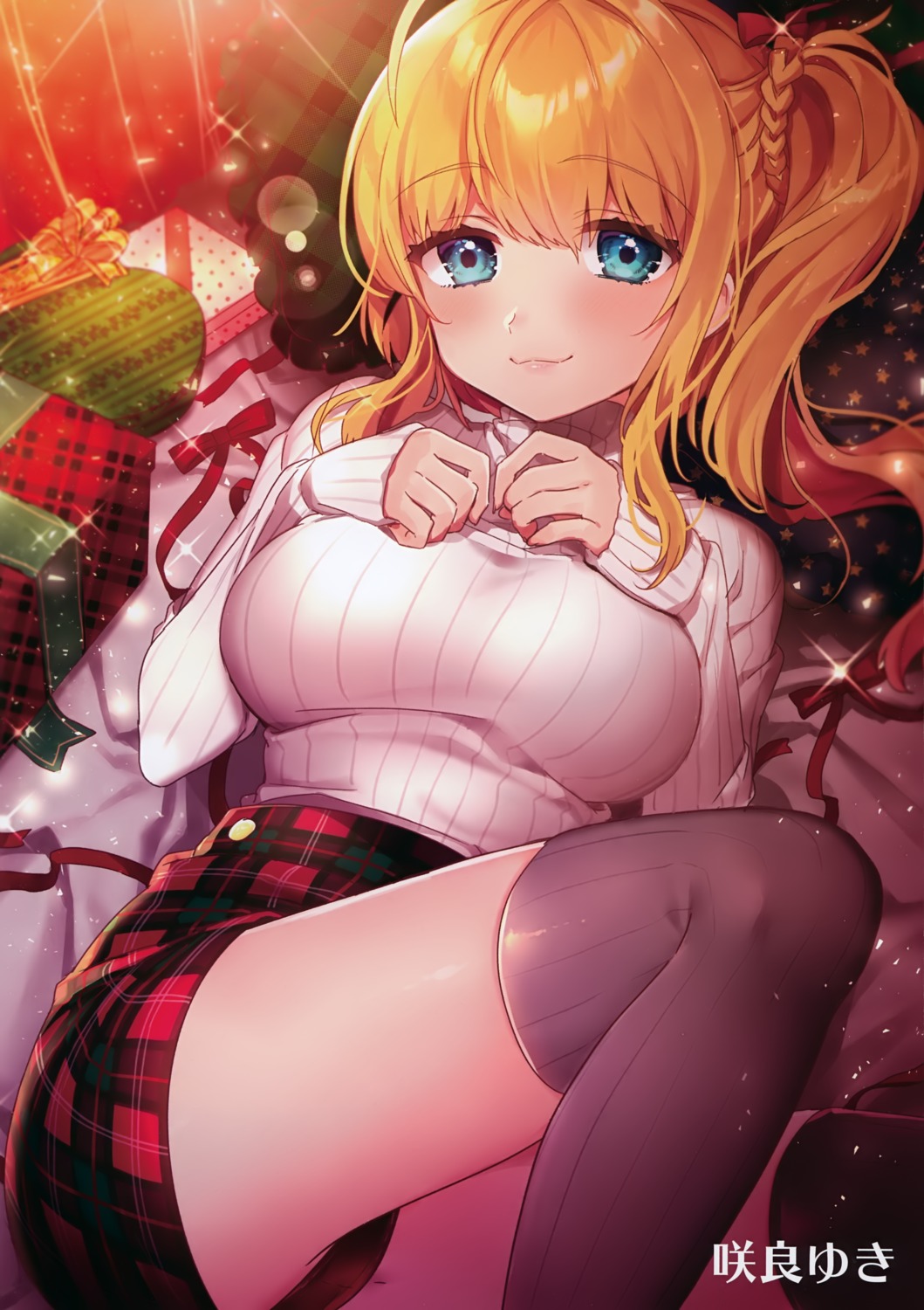 christmas pantsu sakura_yuki sweater thighhighs
