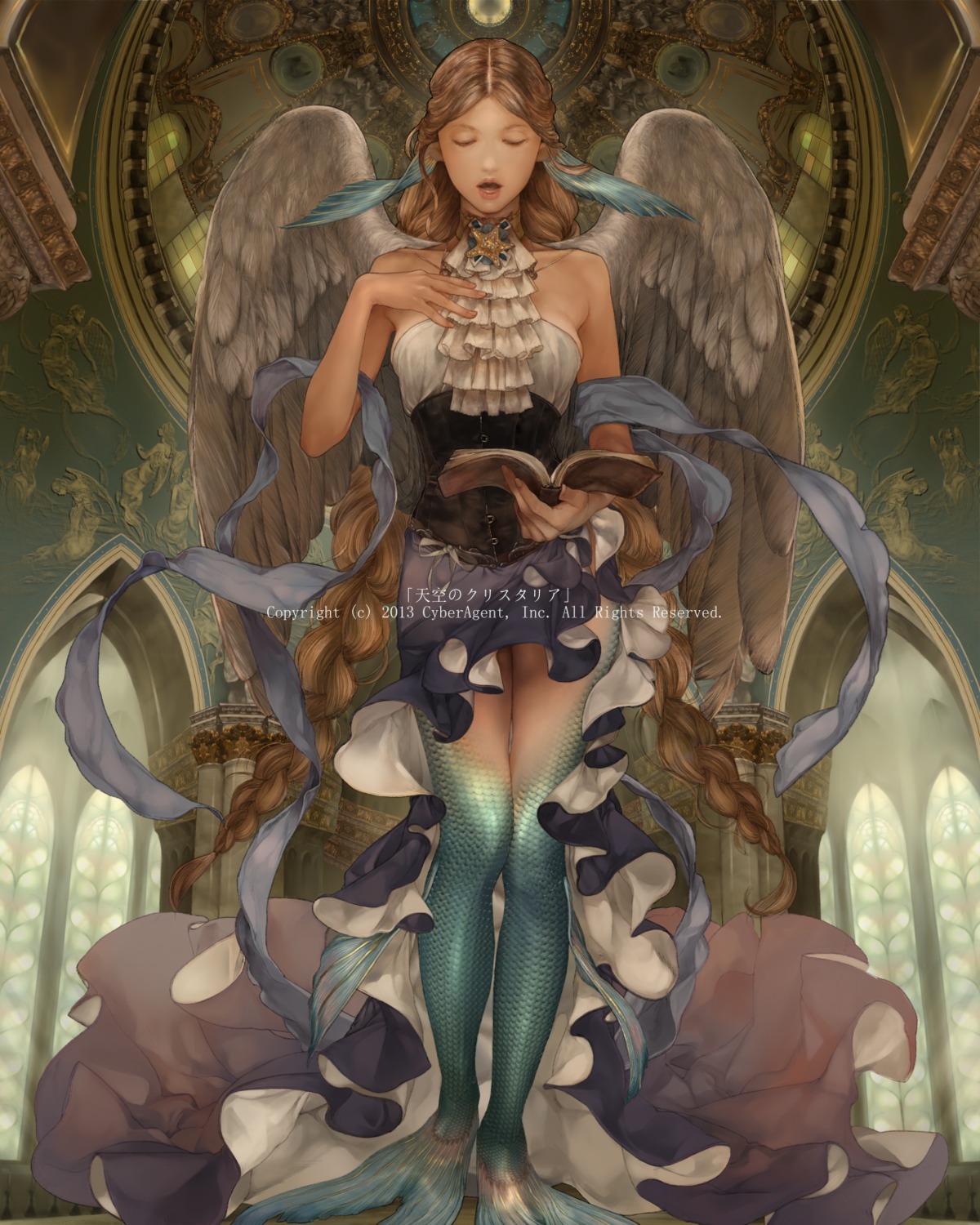 dress roe tenkuu_no_crystalia watermark wings