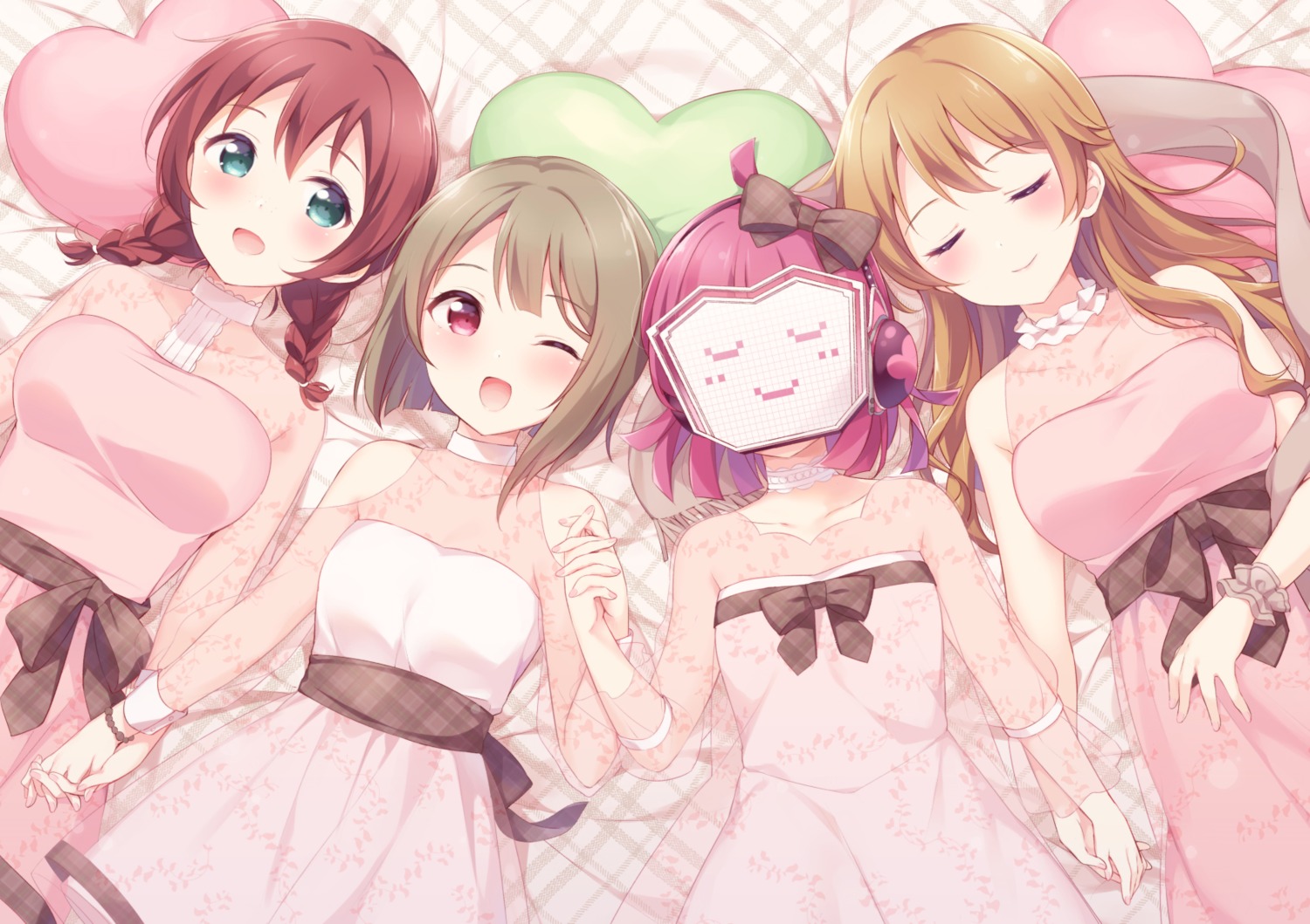 dress emma_verde hazuki_(sutasuta) headphones konoe_kanata love_live! love_live!_nijigasaki_high_school_idol_club nakasu_kasumi see_through tennouji_rina