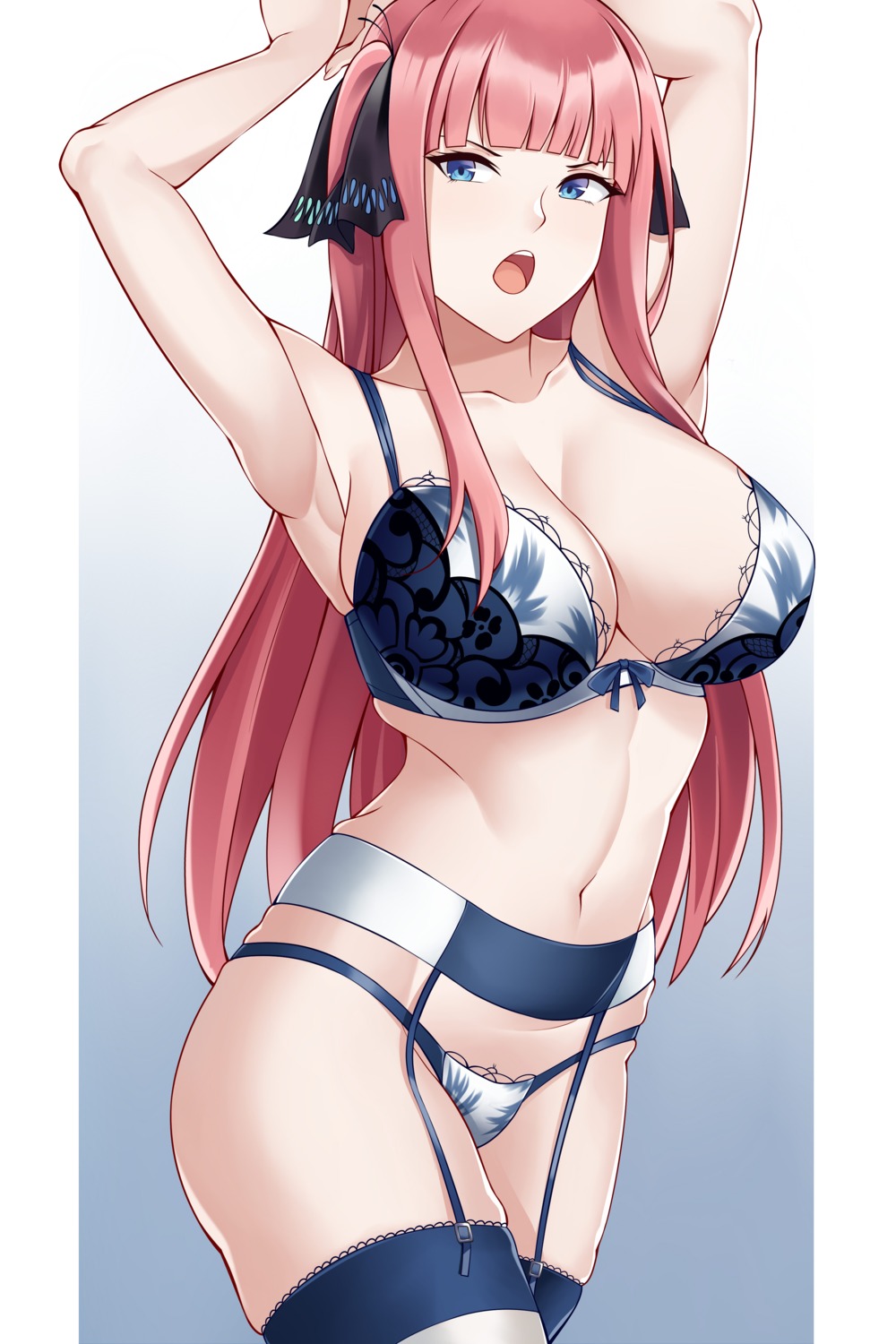 5-toubun_no_hanayome aslindsamure bra garter_belt lingerie nakano_nino pantsu stockings thighhighs