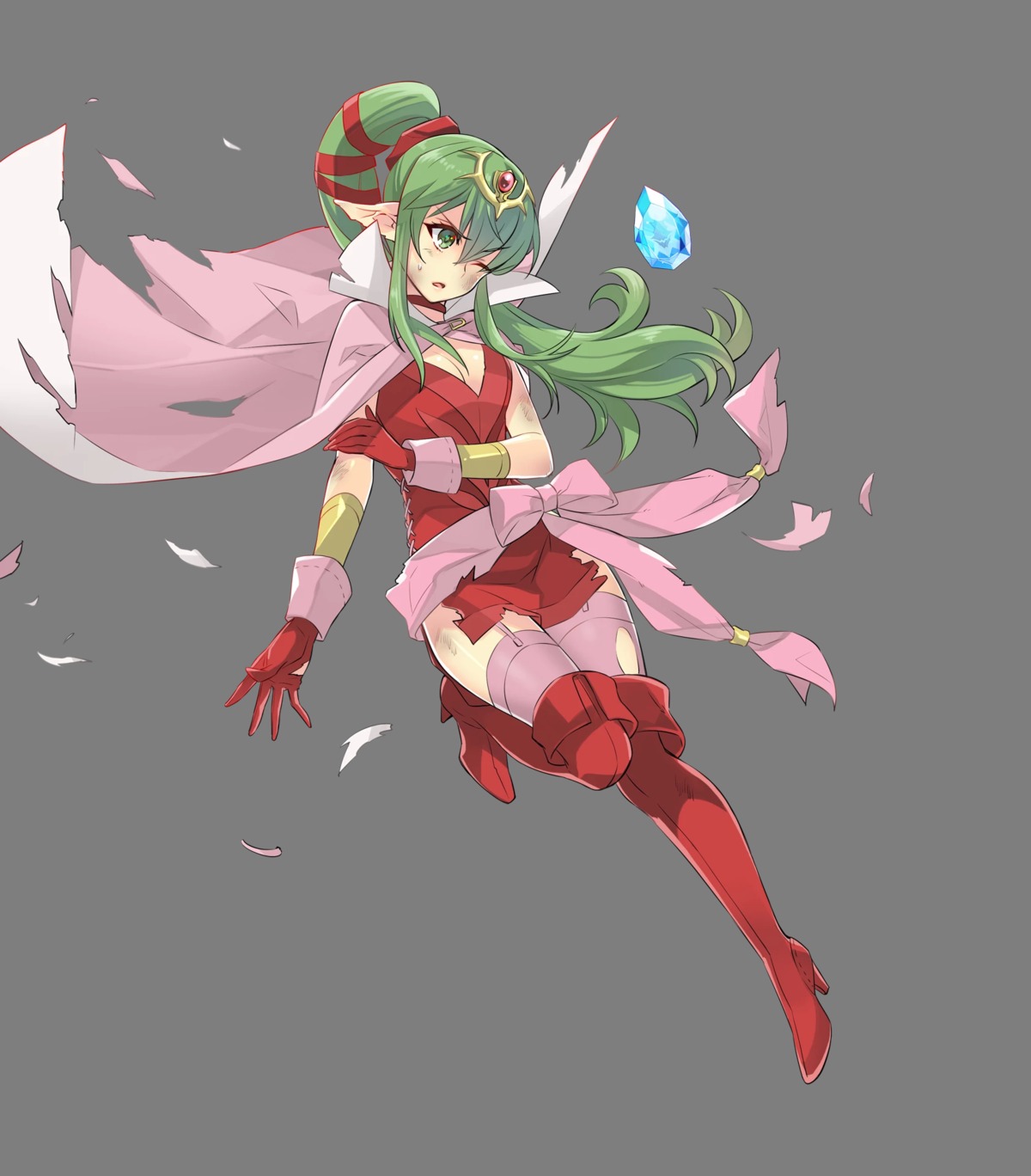 chiki cleavage fire_emblem fire_emblem_heroes fire_emblem_kakusei heels ito_noizi nintendo pointy_ears stockings thighhighs torn_clothes transparent_png