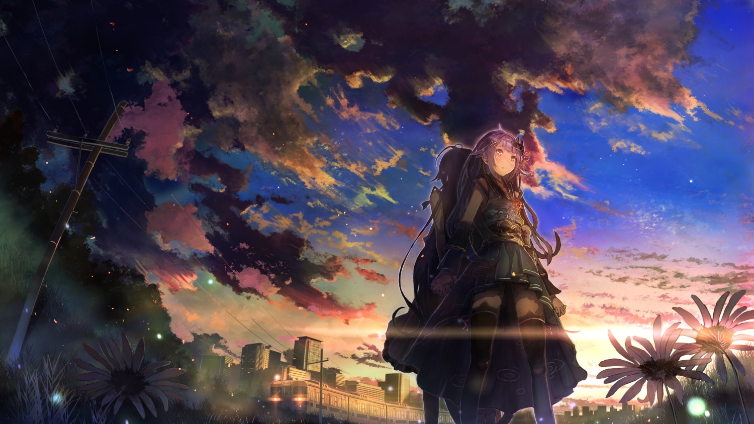 landscape sakura_inu_(itoyatomo) thighhighs vocaloid wallpaper