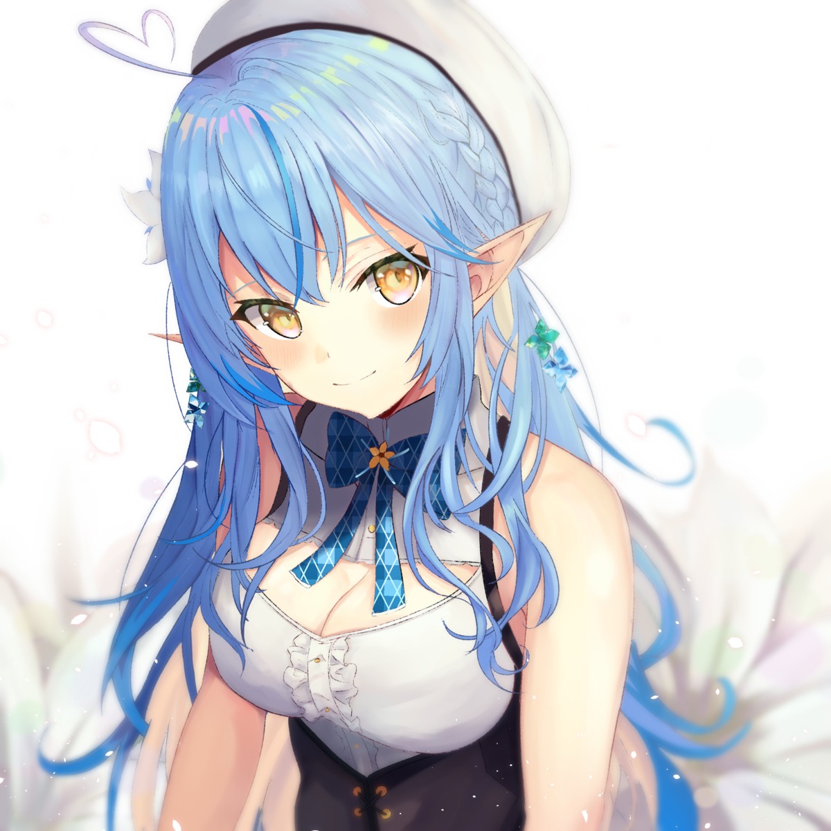 cleavage elf hololive kejirion pointy_ears yukihana_lamy