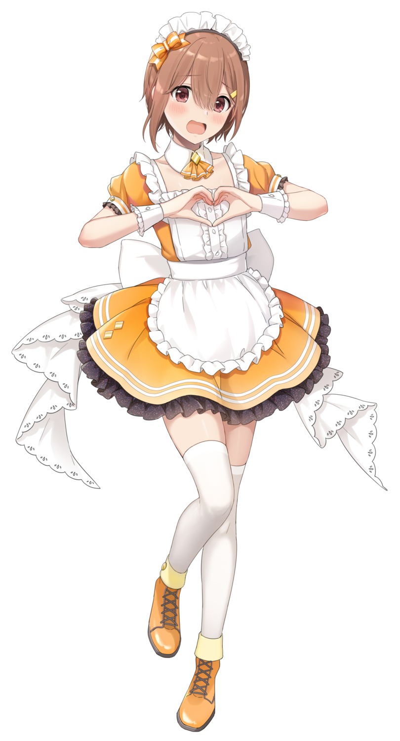 azuki_yui maid skirt_lift thighhighs trap waitress