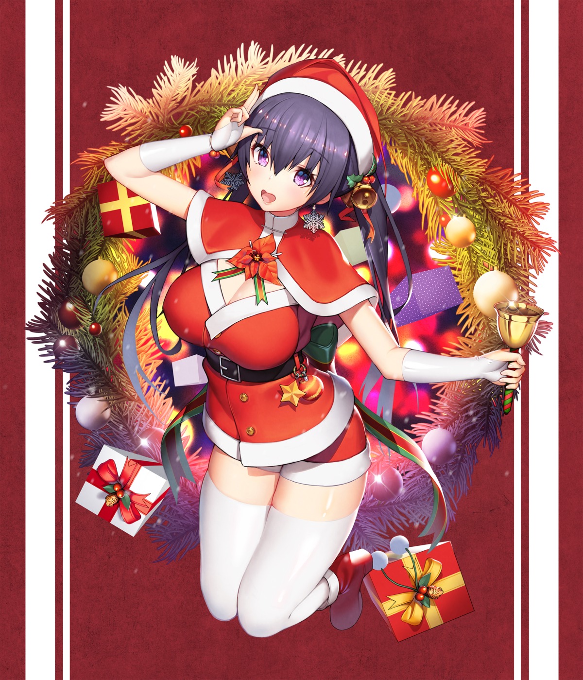 christmas cleavage migu_(iws2525) thighhighs