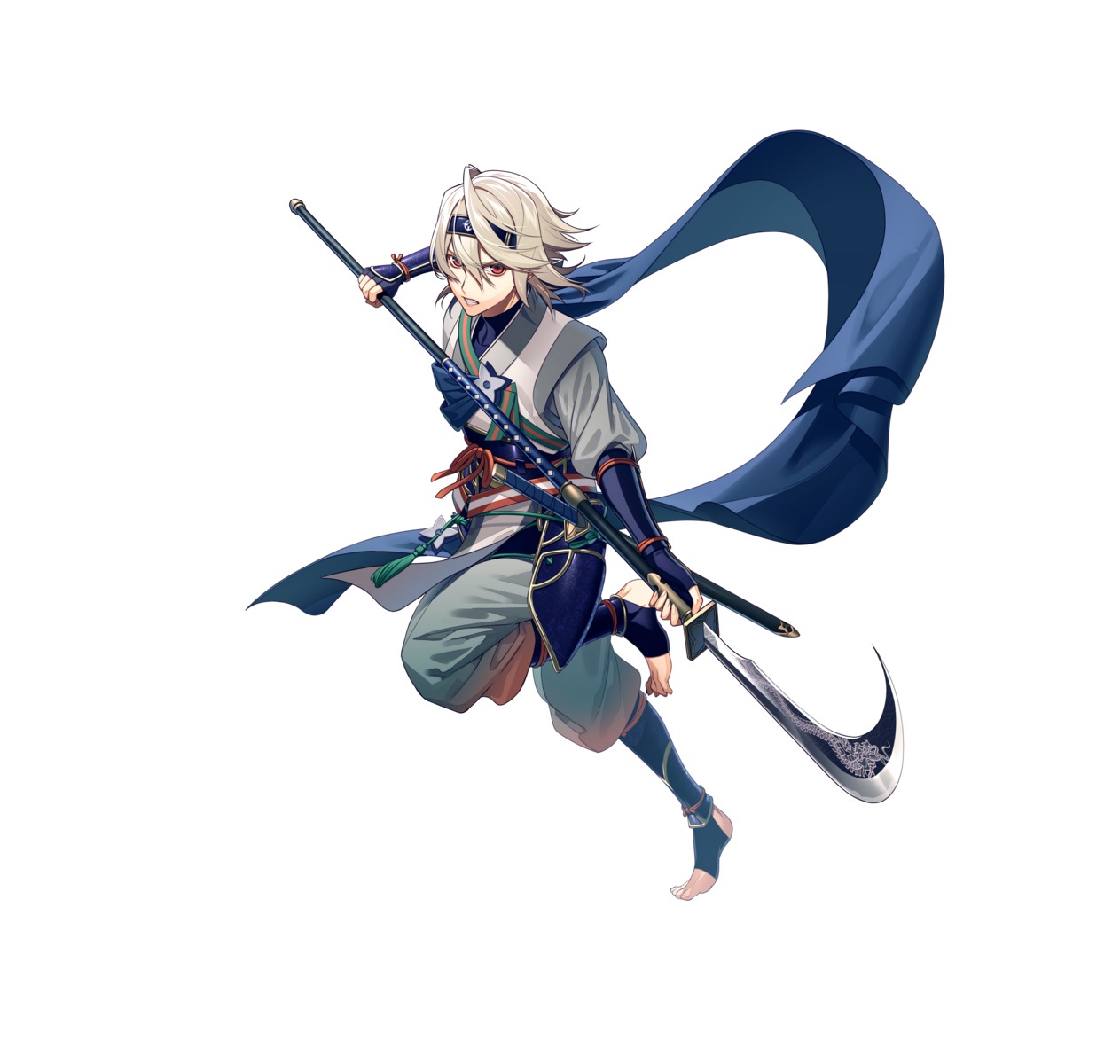 fire_emblem fire_emblem_if hanamura_mai kamui_(fire_emblem) male ninja nintendo pointy_ears weapon