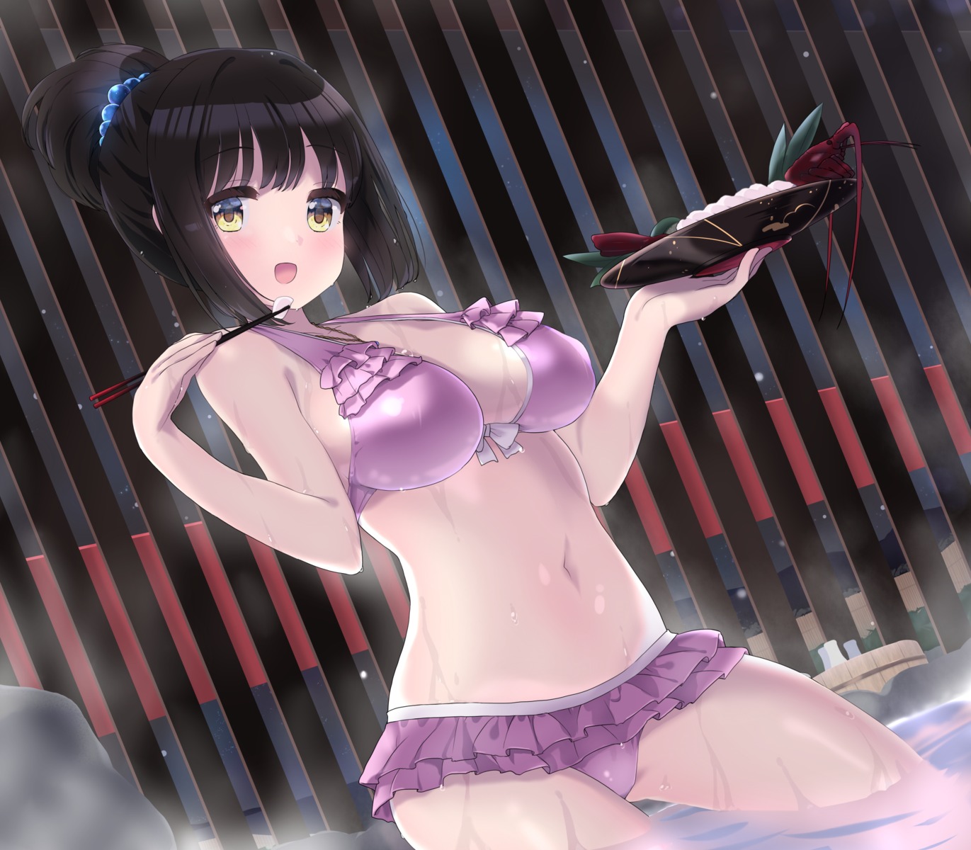 bikini ktsecond onsen swimsuits takafuji_kako the_idolm@ster the_idolm@ster_cinderella_girls wet