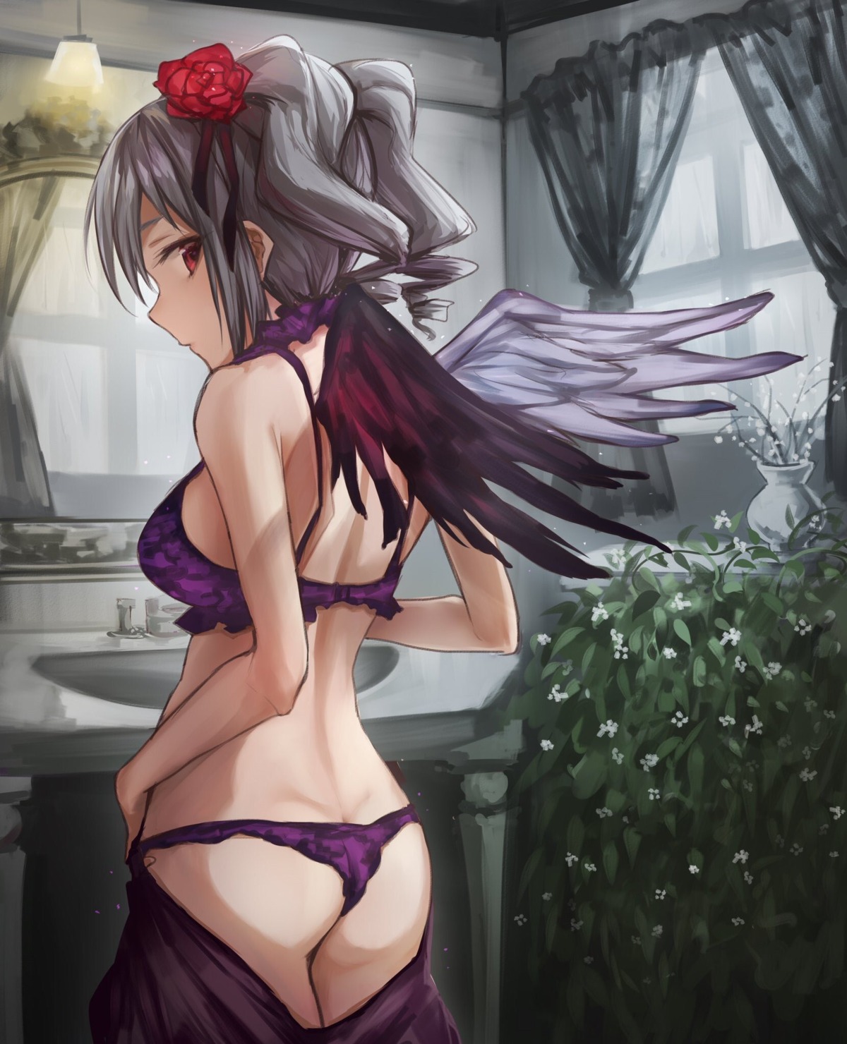 ass bra kanzaki_ranko pantsu takeya_y0615 the_idolm@ster the_idolm@ster_cinderella_girls undressing wings