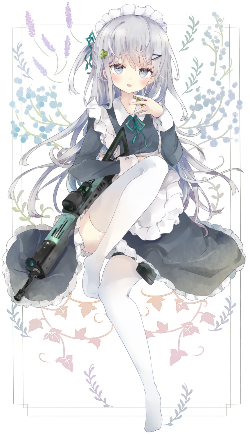 garter gun maid skirt_lift thighhighs tsukiyo_(skymint)