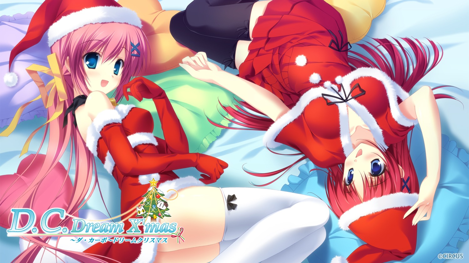 christmas circus da_capo da_capo_(series) da_capo_dream_x'mas da_capo_ii dress erect_nipples shirakawa_kotori shirakawa_nanaka takano_yuki thighhighs wallpaper