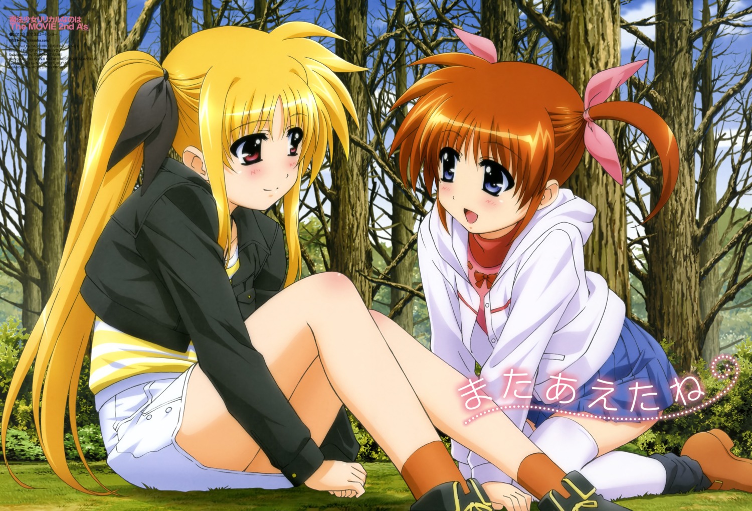 fate_testarossa mahou_shoujo_lyrical_nanoha mahou_shoujo_lyrical_nanoha_a's mahou_shoujo_lyrical_nanoha_the_movie_2nd_a's okuda_yasuhiro takamachi_nanoha thighhighs