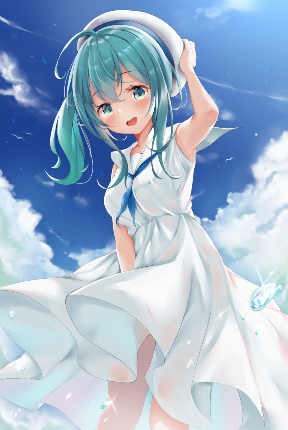 dress kokuto_(kurousagi1210) see_through skirt_lift summer_dress