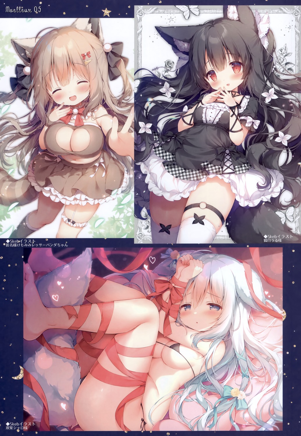 animal_ears bikini cleavage dress garter gothic_lolita inumimi lolita_fashion mochi_peach momozu_komamochi swimsuits thighhighs