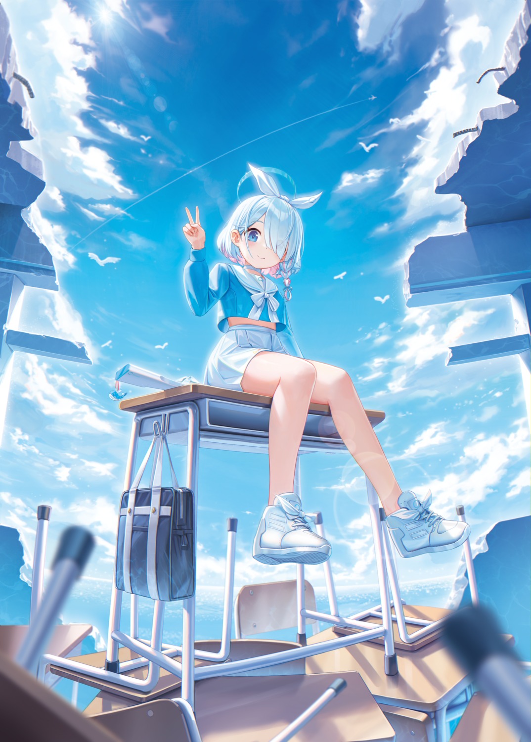 arona_(blue_archive) blue_archive cryturtle halo seifuku