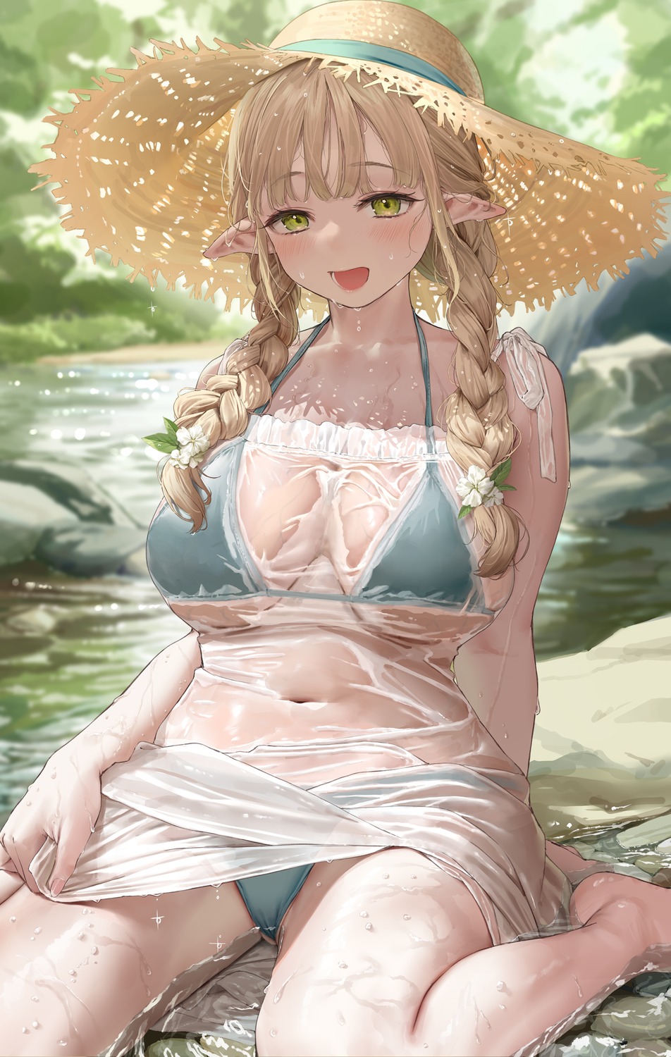 arl bikini dress pointy_ears see_through skirt_lift swimsuits wet wet_clothes