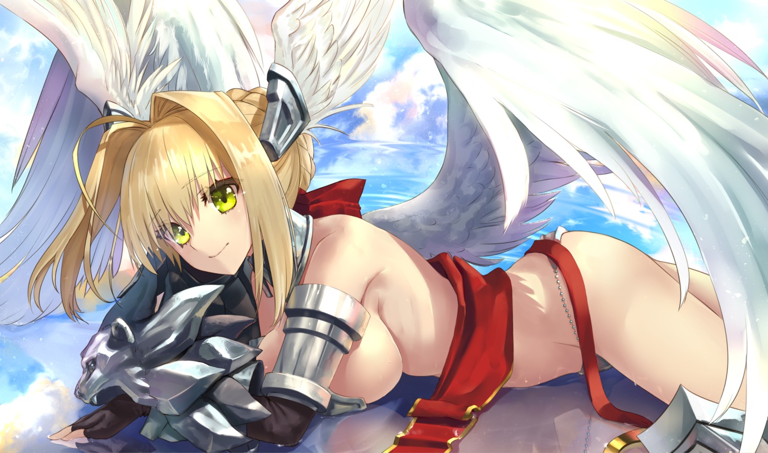 armor bikini_armor fate/extella fate/grand_order kawanakajima saber_extra wings