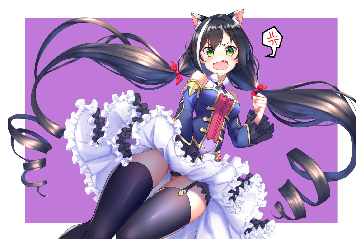 agibe animal_ears karyl_(princess_connect) pantsu princess_connect! princess_connect!_re:dive skirt_lift stockings thighhighs