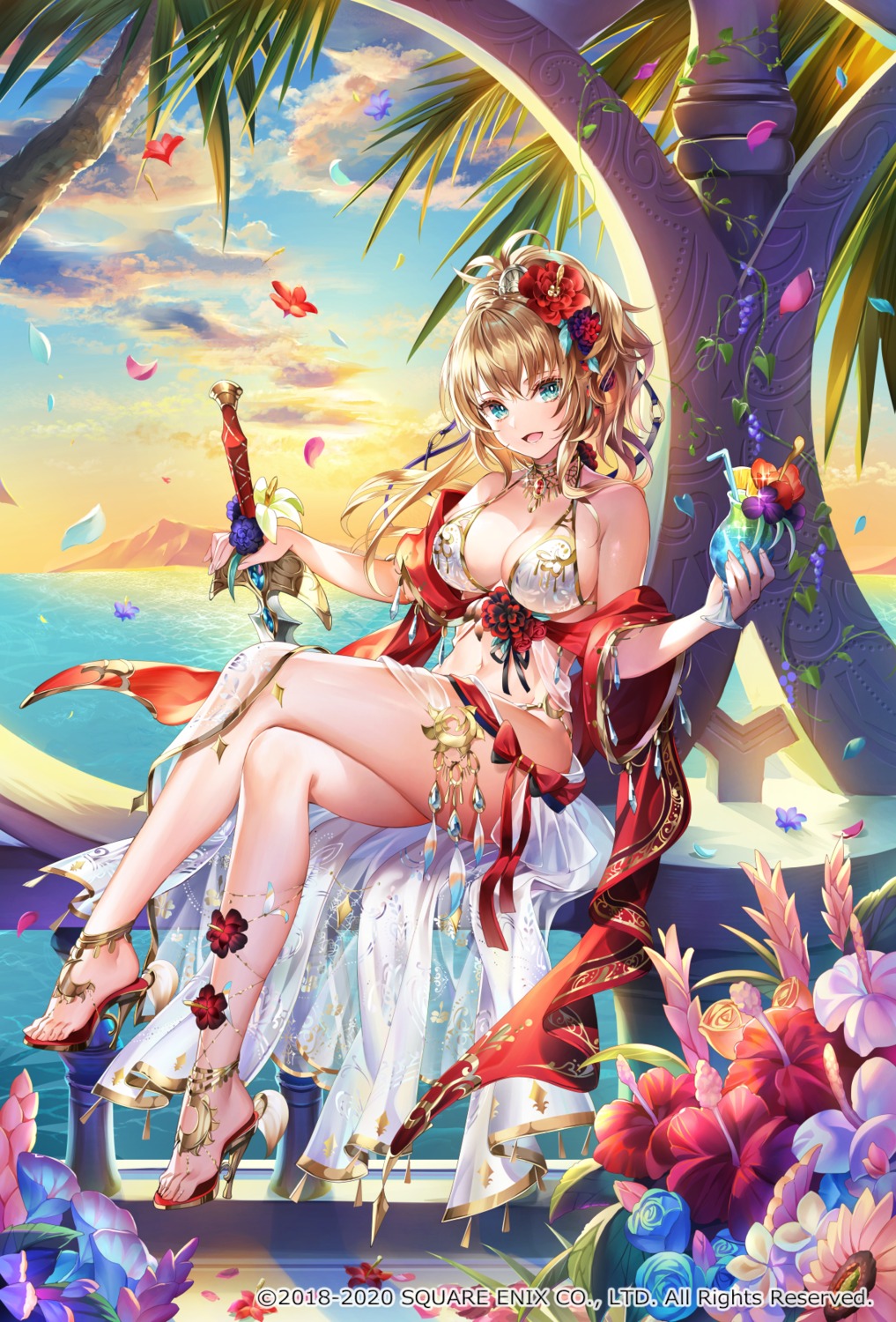 bikini cleavage heels nemusuke romancing_saga_re;universe see_through swimsuits sword