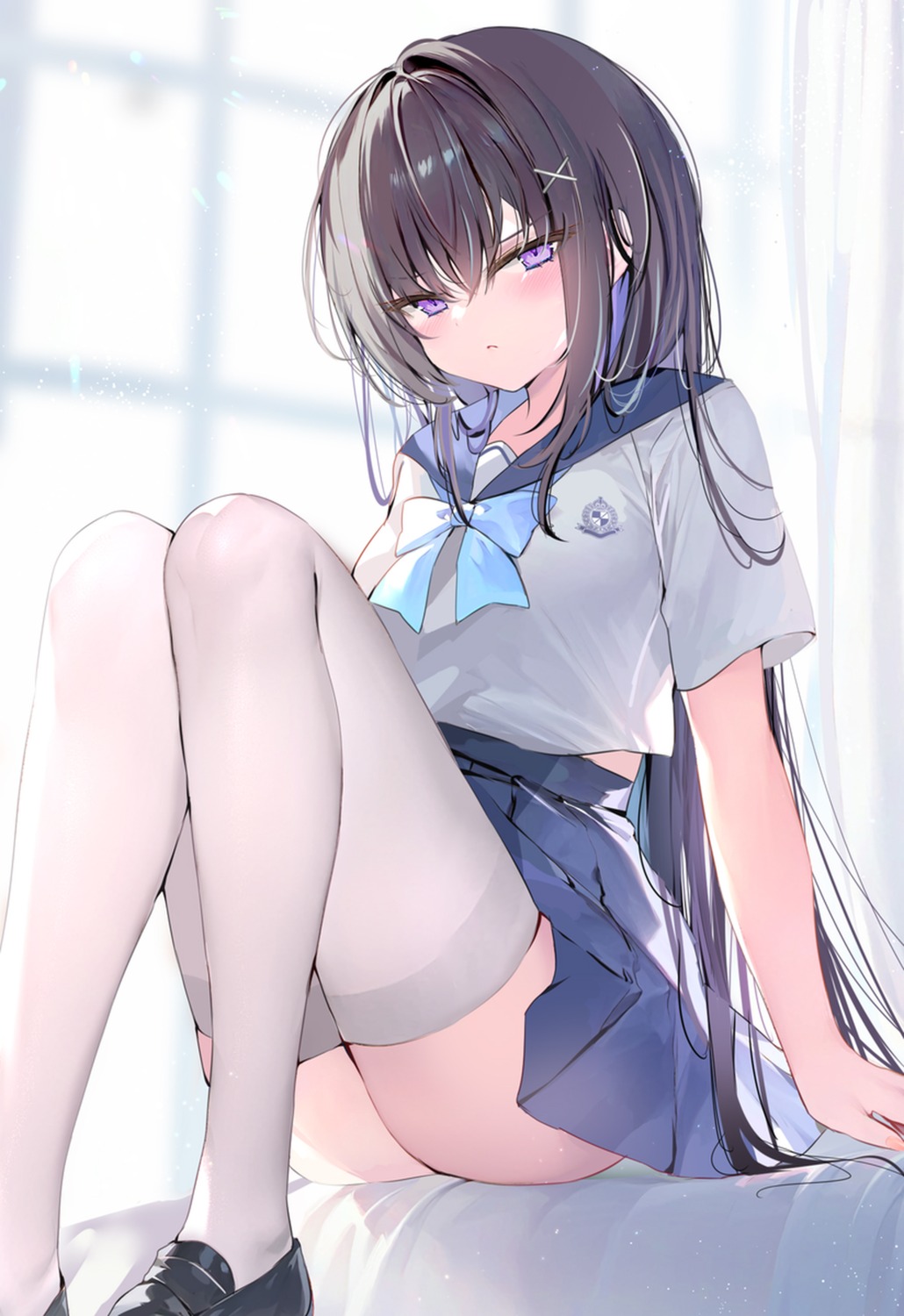 pon seifuku skirt_lift thighhighs