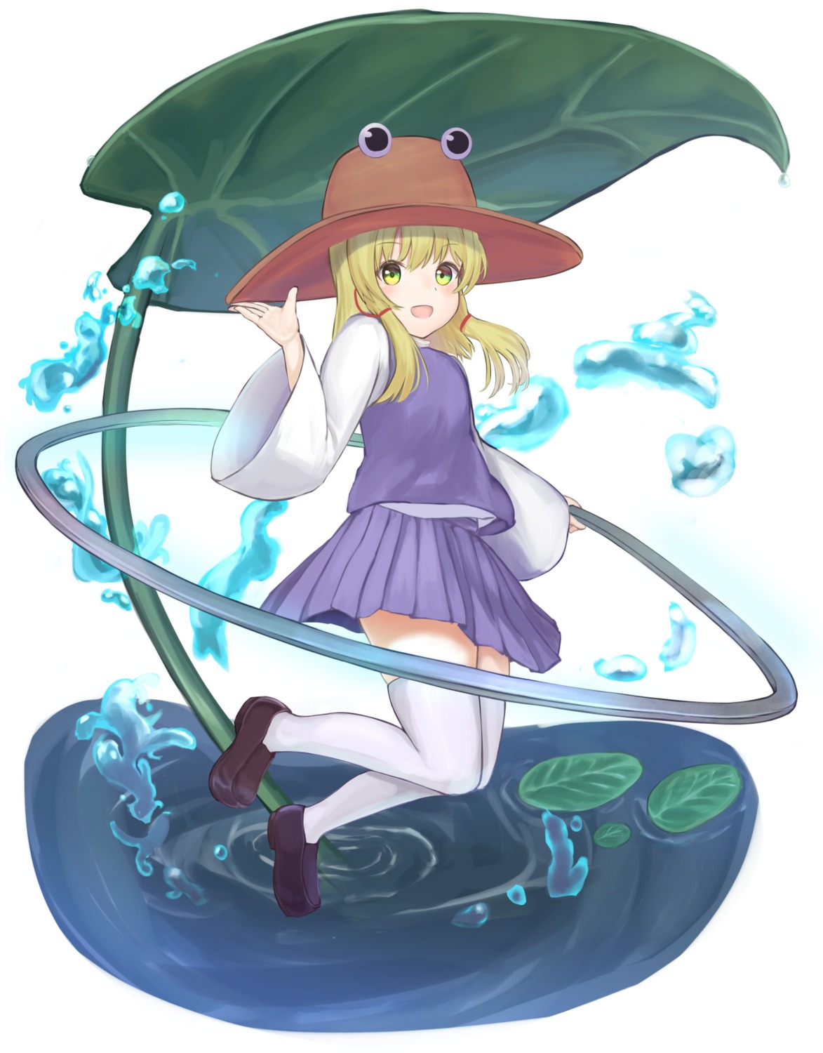 kosode_(syakoto) moriya_suwako thighhighs touhou