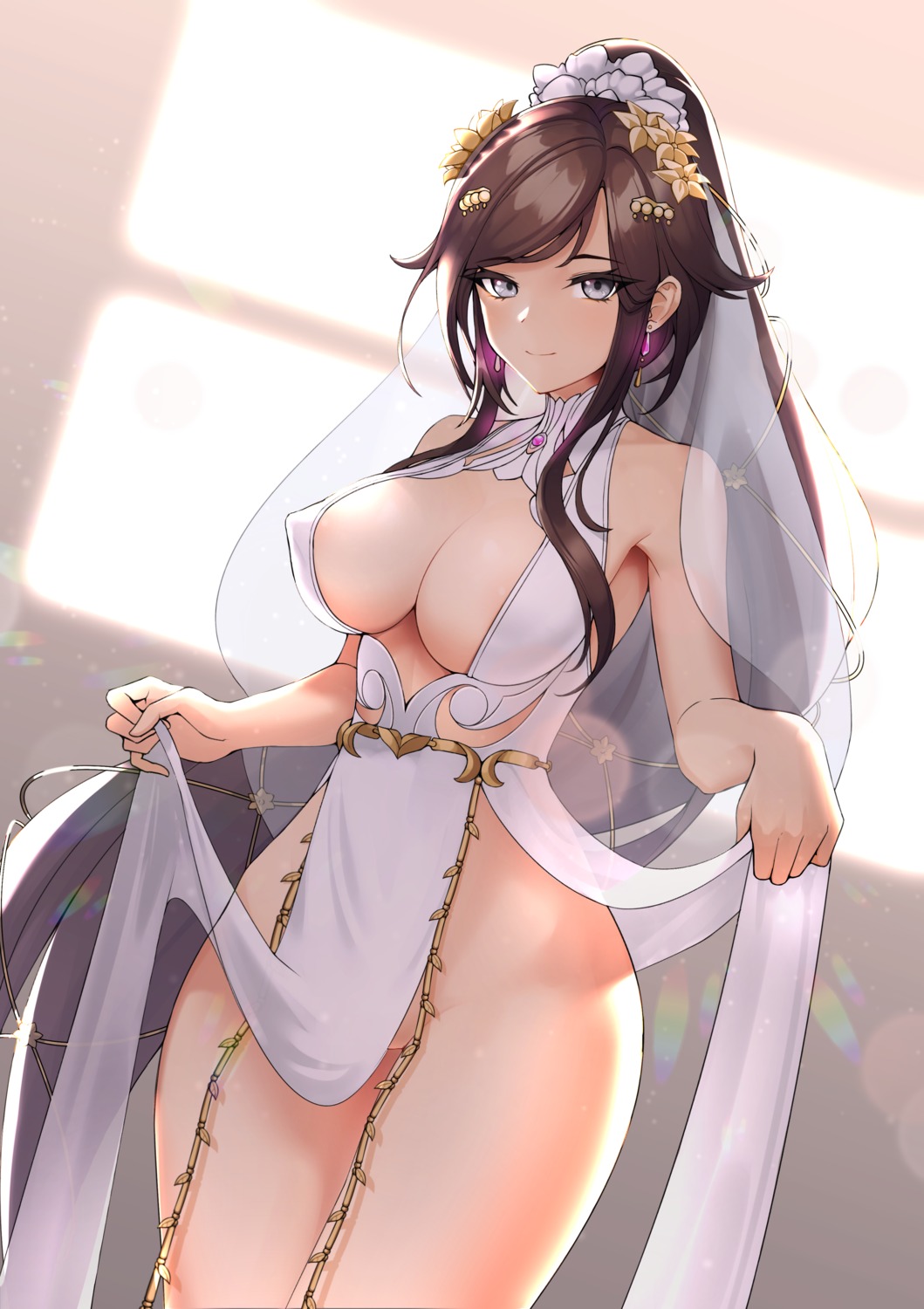 areola dress erect_nipples ett last_origin no_bra nopan skirt_lift wedding_dress