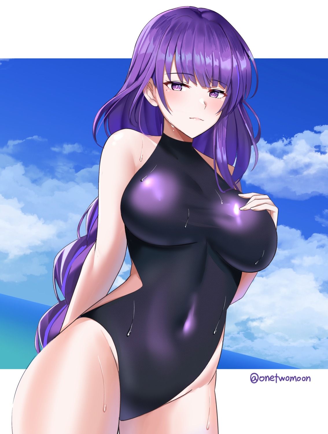 genshin_impact raiden_shogun swimsuits twomoon