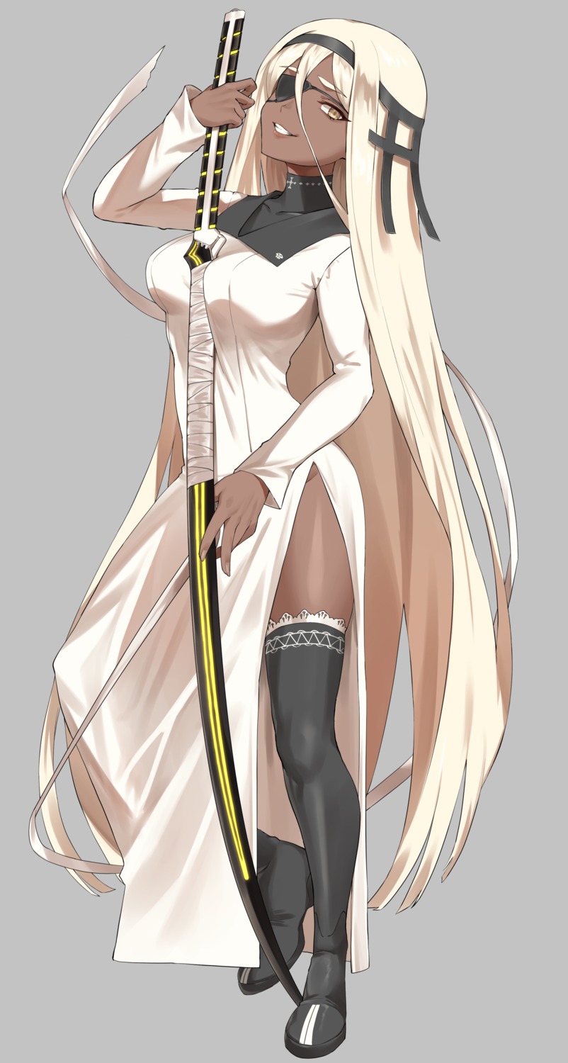 eyepatch hotate-chan nun sword thighhighs