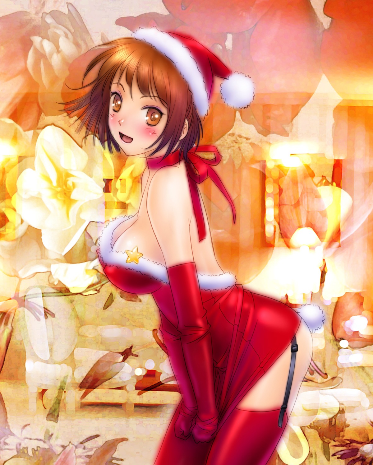 christmas cleavage erect_nipples stockings tail thighhighs yui_toshiki