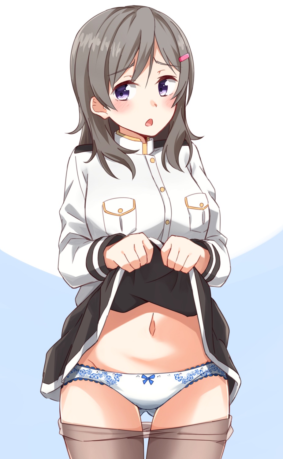 china_moeka high_school_fleet kapatarou pantsu pantyhose skirt_lift uniform