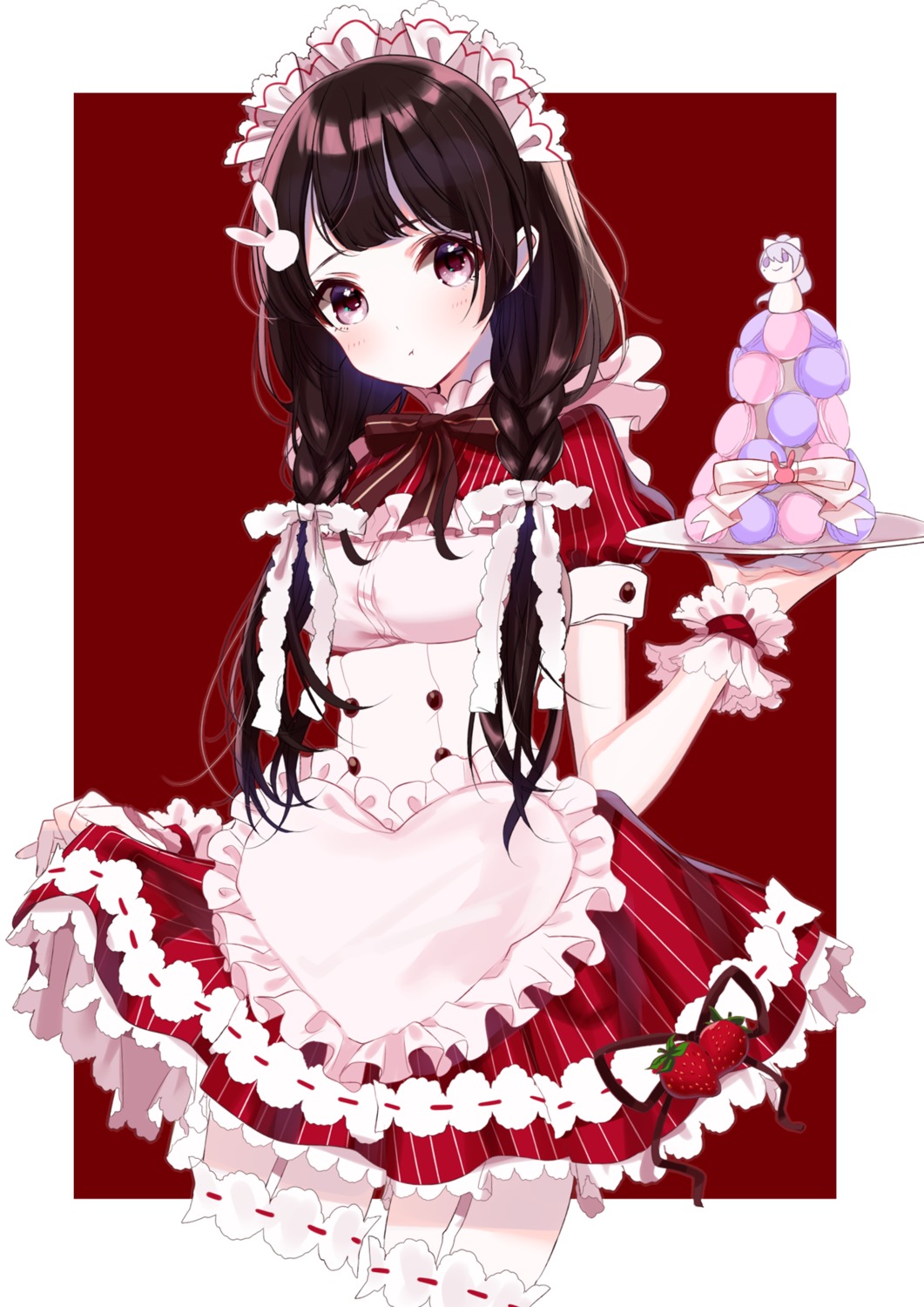 garter maid misumi nijisanji skirt_lift tsukino_mito